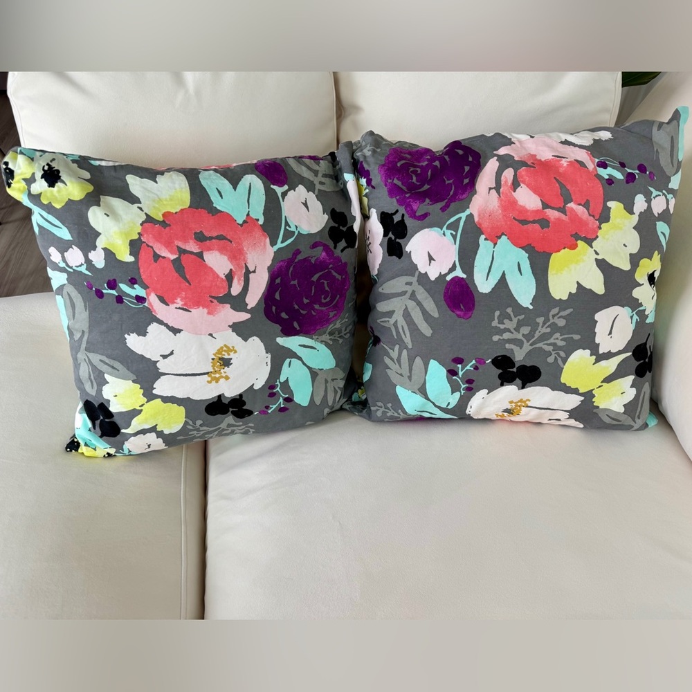Two Caitlin Wilson Floral Accent Pillow Covers
